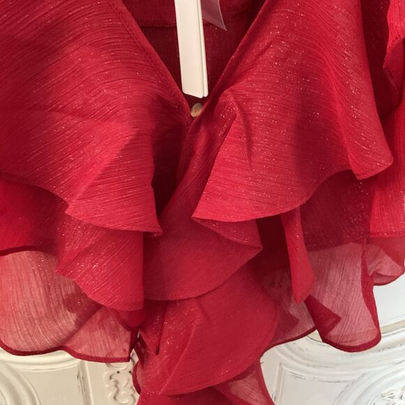 Rumored Tango Tank Red Shimmer Ruffled Women's Adj. Straps, Size S NWT - Picture 5 of 12